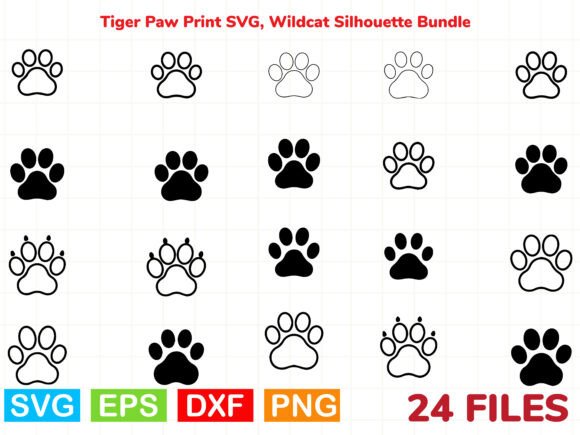 Download Tiger Paw Print SVG, Wildcat Silhouette - Silhouette Collection