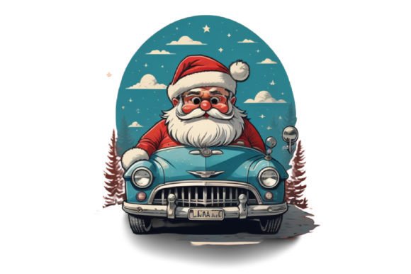 Download Cute Santa with Car Illustration Design - Car illustration Collection