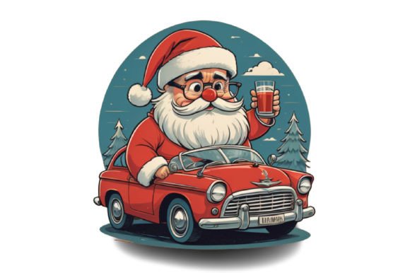 Download Cute Santa with Car Illustration Design - Car illustration Collection