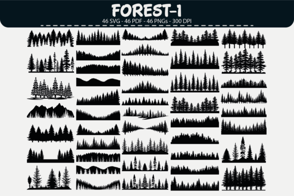 Download Forest Tree Silhouette Clipart–46 Design - Silhouette Collection