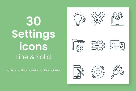 Download Settings Solid and Line Vector Icons Set - Line vector Collection