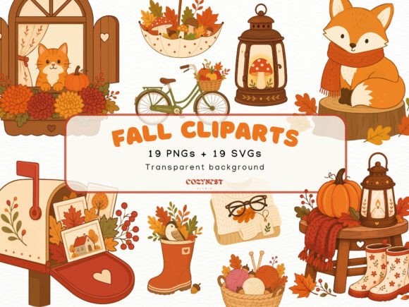 Download Cozy Autumn Flat Cliparts, Fall PNG SVG - Fall png Collection