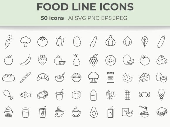 Download Food Line Icons Minimal Line Vector SVG - Line vector Collection
