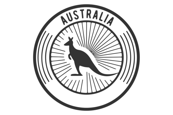 Download Australia Round Label. Black Kangaroo Tr - Kangaroo Collection