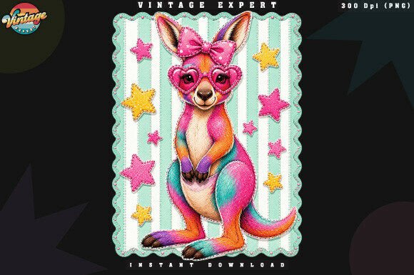 Download Colorful Rainbow Kangaroo Patchwork PNG - Kangaroo Collection