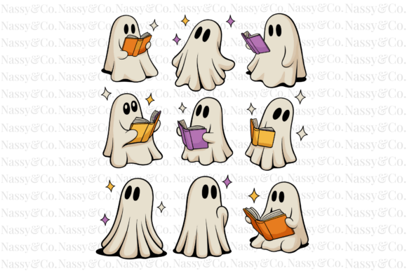 Download Ghost Reading Books Halloween Fall PNG - Fall png Collection