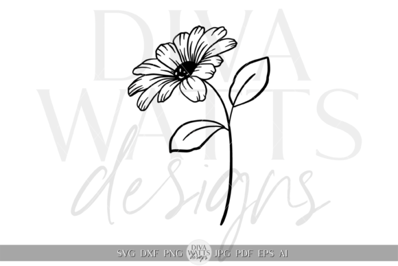 Download Single Daisy Silhouette Artwork SVG - Silhouette Collection