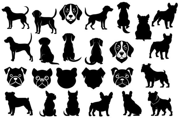 Download Bulldog and Beagle Dog Silhouette - Silhouette Collection